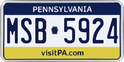 PA license plate MSB5924