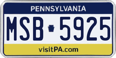 PA license plate MSB5925