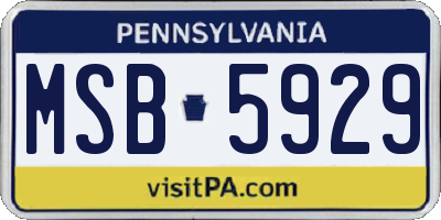 PA license plate MSB5929