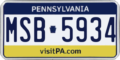 PA license plate MSB5934