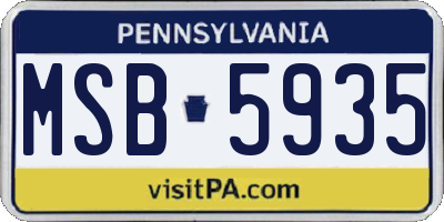 PA license plate MSB5935