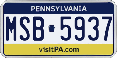 PA license plate MSB5937
