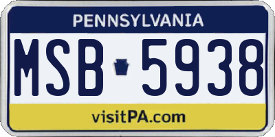 PA license plate MSB5938