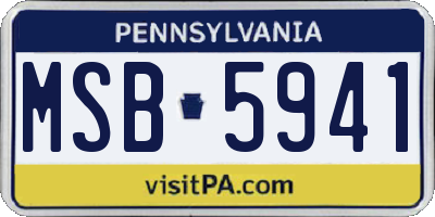 PA license plate MSB5941