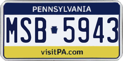 PA license plate MSB5943