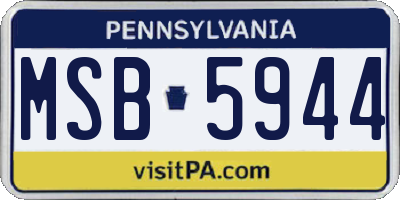 PA license plate MSB5944