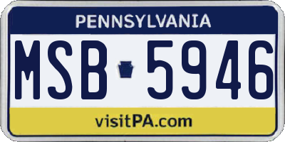 PA license plate MSB5946