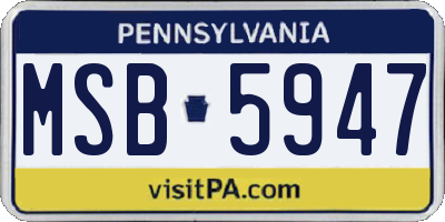 PA license plate MSB5947