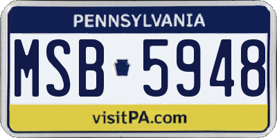 PA license plate MSB5948