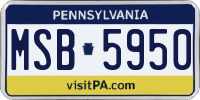 PA license plate MSB5950