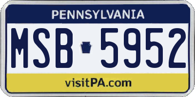 PA license plate MSB5952