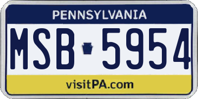 PA license plate MSB5954
