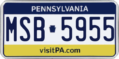 PA license plate MSB5955