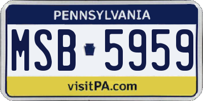 PA license plate MSB5959