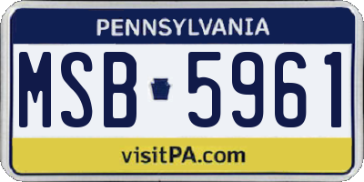 PA license plate MSB5961