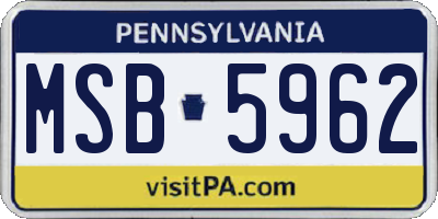 PA license plate MSB5962
