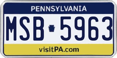 PA license plate MSB5963