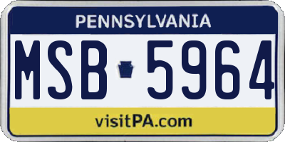 PA license plate MSB5964