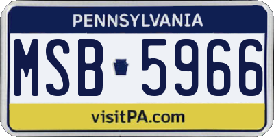 PA license plate MSB5966