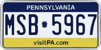 PA license plate MSB5967