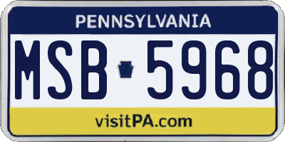 PA license plate MSB5968