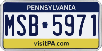 PA license plate MSB5971