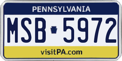 PA license plate MSB5972