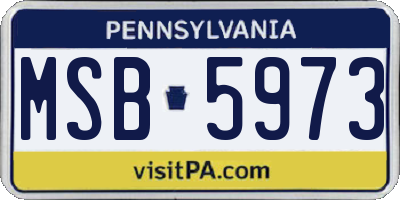PA license plate MSB5973