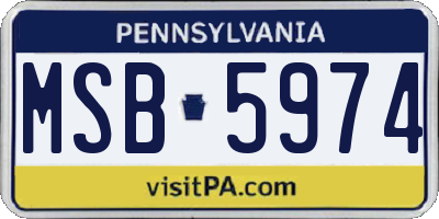 PA license plate MSB5974