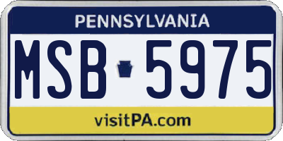 PA license plate MSB5975