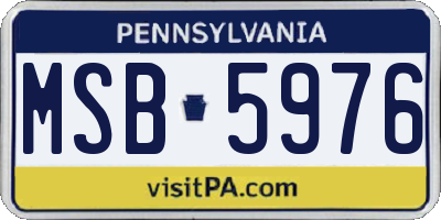 PA license plate MSB5976