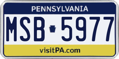 PA license plate MSB5977