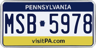 PA license plate MSB5978