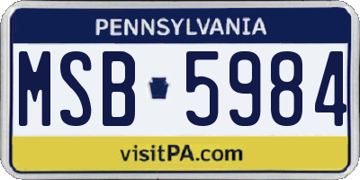 PA license plate MSB5984