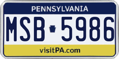 PA license plate MSB5986