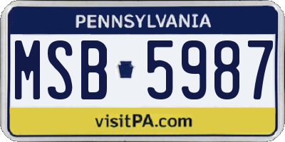 PA license plate MSB5987