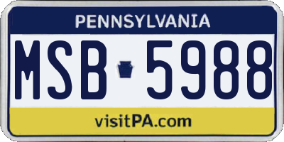 PA license plate MSB5988