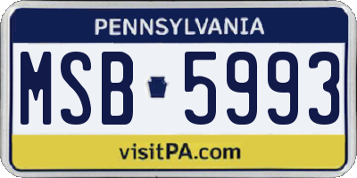 PA license plate MSB5993