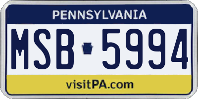 PA license plate MSB5994
