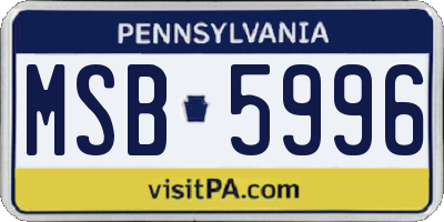 PA license plate MSB5996