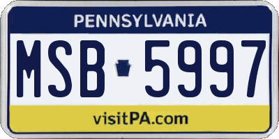 PA license plate MSB5997