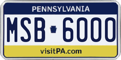 PA license plate MSB6000