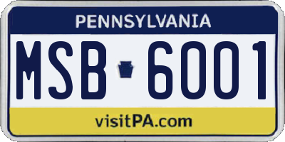 PA license plate MSB6001