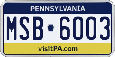 PA license plate MSB6003