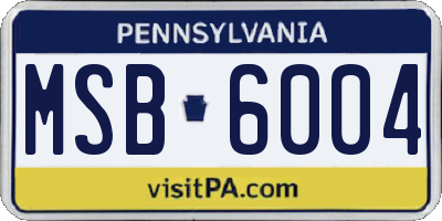 PA license plate MSB6004