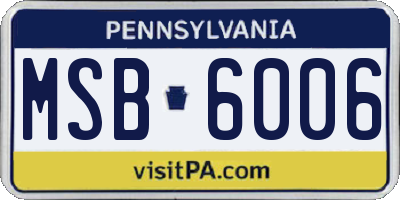 PA license plate MSB6006