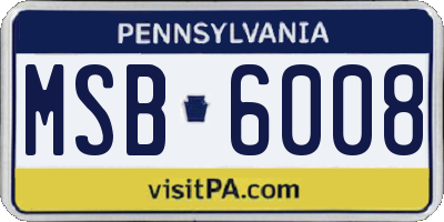 PA license plate MSB6008