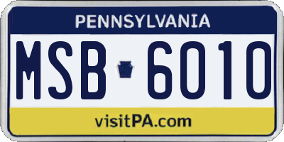 PA license plate MSB6010