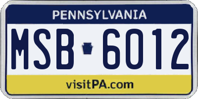 PA license plate MSB6012