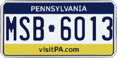 PA license plate MSB6013